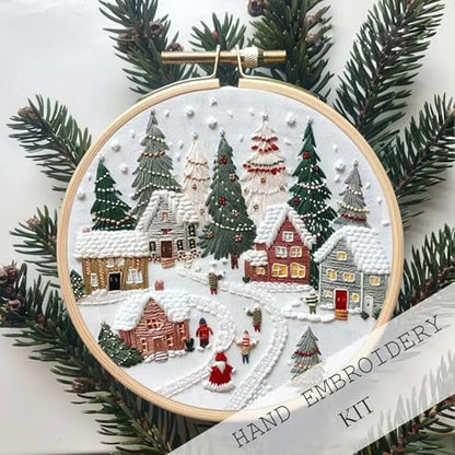 TINLOK Christmas Embroidery KIT,Adults DIY Handmade,Hand Embroidery Starter Kits with Stamped Embroidery Pattern,for Christmas Embroidery Kits for Adults Beginners Starter (C) - style: C