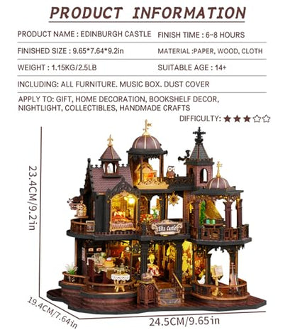 Spilay DIY Miniature House Kit for Adults, Miniature Dollhouse Kit - color: Edinburgh Castle