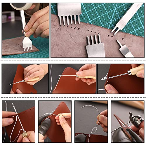 TLKKUE Leather Working Tools Leather Craft Tools for Carving Stamping