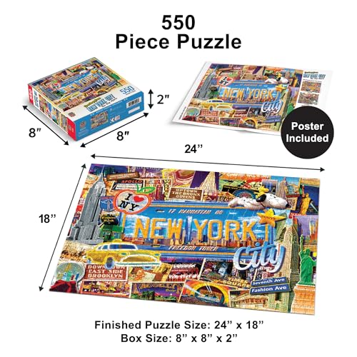 MasterPieces - 550 Piece Jigsaw Puzzle, New York, Fun for Adults, Family, Kids, 18" x 24" - style: New York