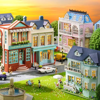 Flever Dollhouse Miniature DIY House Kit Creative Room with Furniture for Romantic Valentine's Gift (Romantic Castle) - color: Romantic Castle