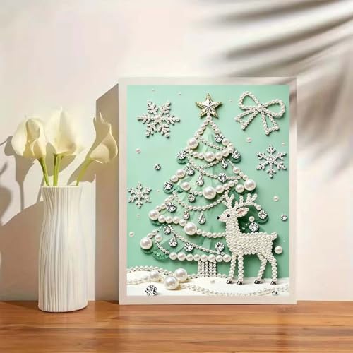 Christmas Tree Pearl Diamond Art Kits For Adults,Elk Diamond Painting Kit - color: GM8872