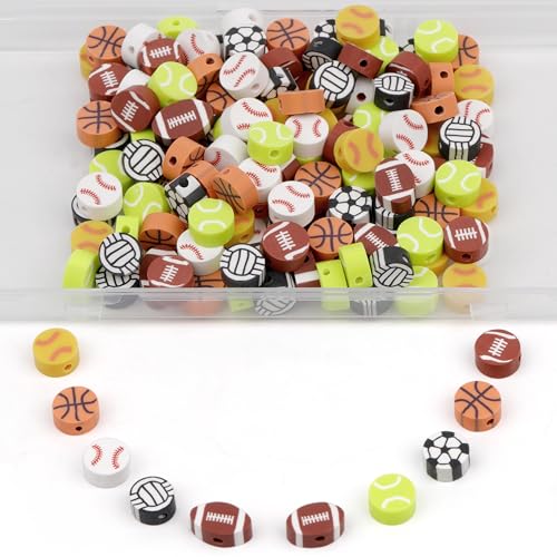 180 Pcs Sports Ball Polymer Clay Beads for Friendship Bracelets, Spacer Beads Supplies for DIY Earring Necklace Jewelry Making - color: 180 Pcs Colorful Balls