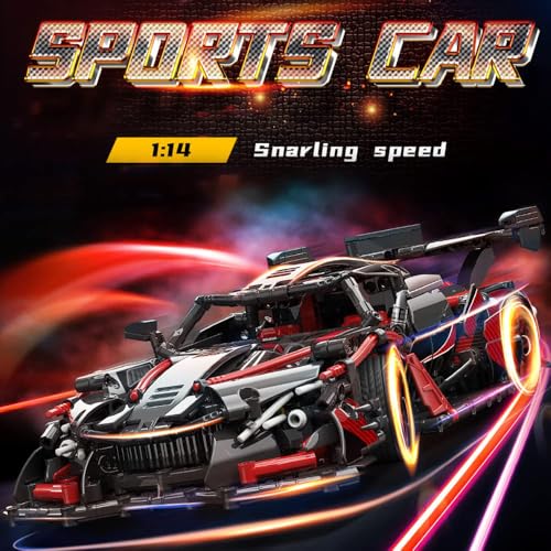 APAWR Adults Challenging Racing Car Building Blocks Kit，1:14 1391 Pieces Car Model Building Set DIY Toys for Boys Age 12 13 14 15 16 - color: Black
