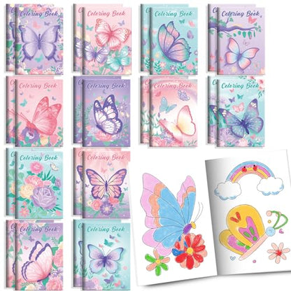 BenLouis 24 Pcs Butterfly Mini Coloring Books for Kids Party Favors - style: Butterfly