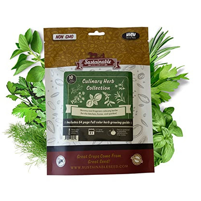 Sustainable Seed Co Culinary Herb Seeds Variety Pack – 10 Non-GMO