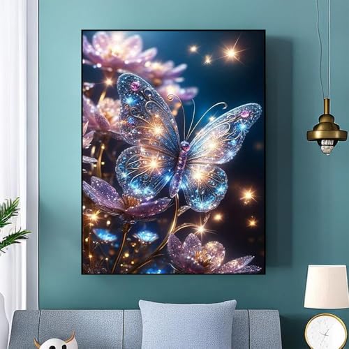 Ekuxom 5D Butterfly Diamond Art Kits for Adults-Diamond Painting - color: Light and Butterfly
