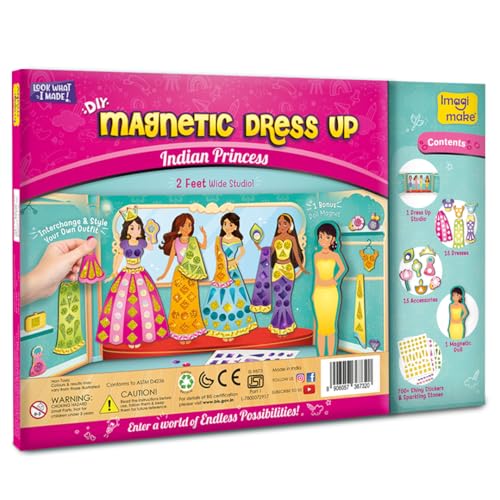 Imagimake DIY Magnetic Dress-Up - Indian Princess, 30 Magnetic Dresses - style: Indian Princess