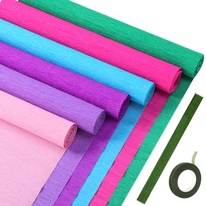 Gersoniel 57 Pcs Crepe Paper DIY Kit for Flower Making, Mermaid Color - color: Mermaid Color