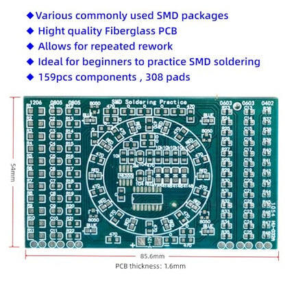 Surface-Mount Device(SMD) Soldering Practice Kit, Soldering Project Kit with Compoments and PCB, LED Chasing Lights, Perfect for Electronics Enthusiasts & Beginners - color: Smd_chasing Led