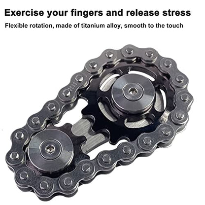 Bike Chain Gear Fidget Spinner Metal Sprocket Chain Fidget Toy, Grey - color: Gun-metal Plating Sprockets