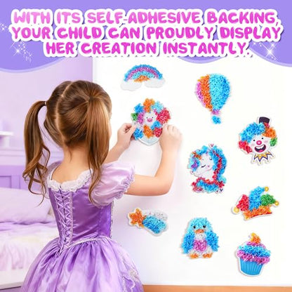 Poke Art Kit for Girls Ages 4-8 | Princess Theme DIY Craft Kit | Mess-Free Fabric Puncture Painting | Creative Activity Gift for 6-12 Year Old Girls | Birthday Party Art Set - color: White