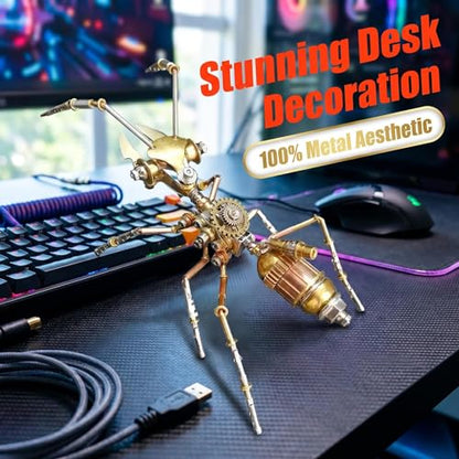 Steampunk Ant 3D Metal Puzzle Model Mechanical Kits 150+ Parts 2-3 Hours Build No Glue Assembly Cool Desk Decor Christmas & Birthday Gift for Adults Men(Ant) - style: Ant