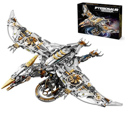 Display Model Mechanical Pterosaur Building Set with Adjustable Limbs, 1266+PCS, Light Up Home Office Decor - color: Mechanical Pterosaur