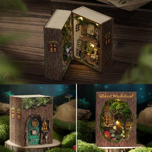 Mini 3D Wooden Doll House Craft Model with LED,DIY Miniature and Furniture Dollhouse Kit,Creative Room Idea for Valentine's Day Birthday Gift (Forest Wonderland) - color: Forest Wonderland