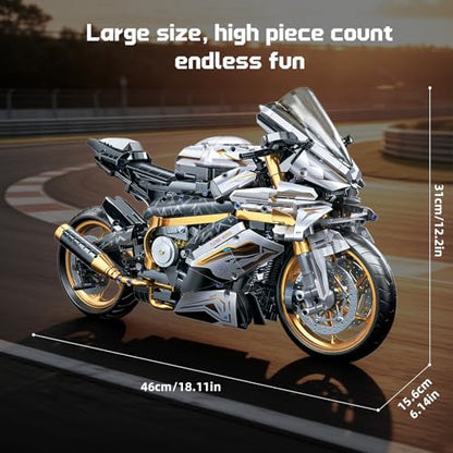 OOIEWPQ 2078 Piece 1:5 Motorcycle 1000 RR Large-Scale Building Blocks Set