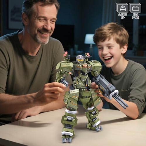 HIGH GODO Main Battle Mech Robot Transforming Building Blocks Set for Adults,City Warrior Justice Hero Soldier Mech Model Building Kit, Cool Creative Robots Toys Gift for Teens, 598 Pieces - style: Main Battle Mech