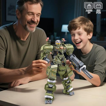 HIGH GODO Main Battle Mech Robot Transforming Building Blocks Set for Adults,City Warrior Justice Hero Soldier Mech Model Building Kit, Cool Creative Robots Toys Gift for Teens, 598 Pieces - style: Main Battle Mech
