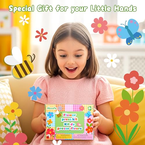 Aboofx Creativity Pressed Flower Art Kit for Kids, Small Flower Press Kit for Craft Pressed Flowers & Plant Pressing, Recycle Botanical Class Project Craft Kit, Nature Gift for Girls & Boys Ages 5+ - size: 5.8" x 5.8" 4 Layers