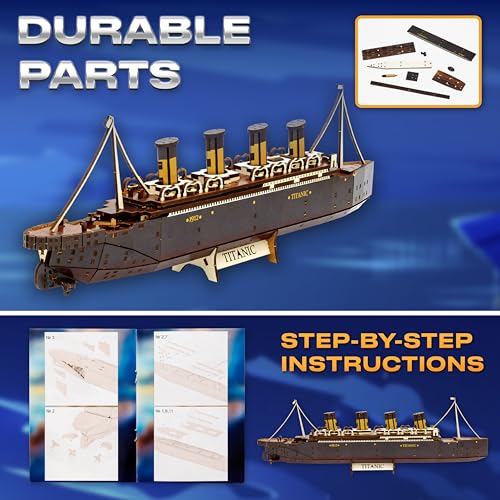 3D Wooden Puzzles – Ship Model Building Kits Adult - Adult DIY Building Sets 3D Wooden Puzzles for Adults – 15+ Years Wood Building Kits - Creative Assembly for Adults - color: Ship