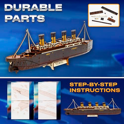 3D Wooden Puzzles – Ship Model Building Kits Adult - Adult DIY Building Sets 3D Wooden Puzzles for Adults – 15+ Years Wood Building Kits - Creative Assembly for Adults - color: Ship