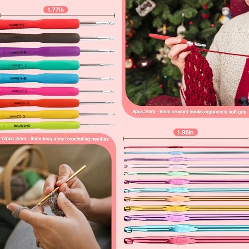 Katech Crochet Hooks Set with Case, Ergonomic for Comfortable Crocheting - color: Cats Pattern