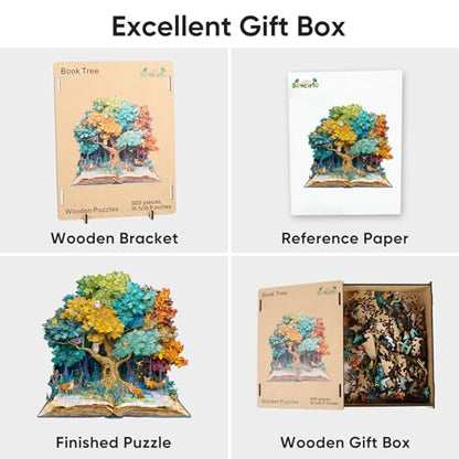 Bovearto Wooden Puzzles for Adults 500 Pieces, Tree of Life Puzzle - color: Book Tree, size: 500pcs