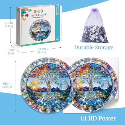 Puzzles for Adults 1000 Pieces, Sun & Moon Crystal Tree of Life - color: A-tree of Life With Sun & Moon