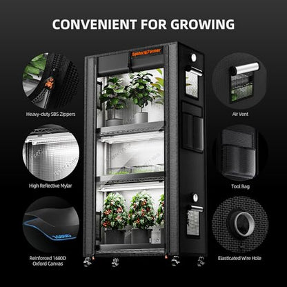 Spider Farmer 4 Tier Plant Stand with Grow Lights Indoor Greenhouse Shelf - size: M-28x14x59in