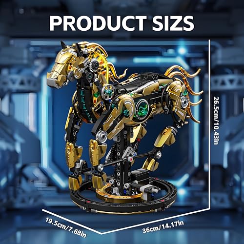 CSNRHG Mechanical Horse Building Block Set Build & Pose with Movable Legs – Engaging DIY Model Kit for Kids and Teens - color: Mechanical Horse