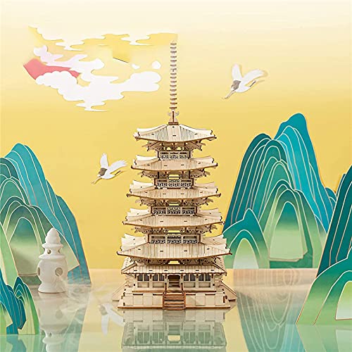 Rowood 3D Wooden Puzzles for Adults, DIY Five-Storied Pagoda Bundle London Tower Bridge,Gifts for Teens on Christmas