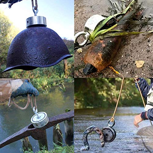FINDMAG 750 LBS Magnet Fishing Kit, 2.36 Inch Double Sided Strong Magnet - color: Double Hole, size: 2.36 inches(60mm)-750lb