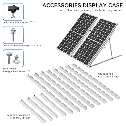 45in 2 Set Adjustable Solar Panel Tilt Mount Brackets, Anodizing Foldable Tilt Legs, Support 100 200 300 400 Watt Solar Panels 1-2Pcs, Solar Panel Stand for Roof, Off-Grid, RV and Boat - size: 45 IN 2 Set
