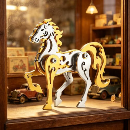3D Metal Puzzle Mechanical Model Kit Gold Horse Stainless Steel - color: C09-gold Horse