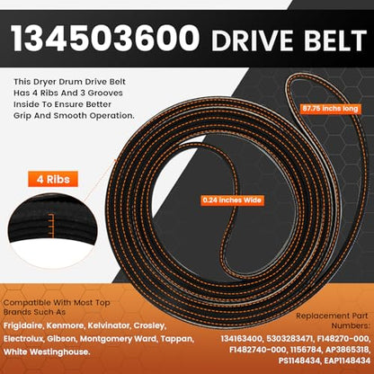 5303281153 Dryer Drum Rear Bearing Kit And 134503600 Dryer Drum Drive Belt
