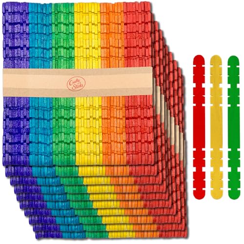 Notched Wood Craft Sticks, Rainbow, 1000 Pack, 4.5 Inch - color: Multi Color Pack