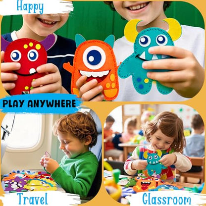 TUZT My First Sewing Kit for Kids - Monster Sewing Craft Kit for Beginners with 12 Pre-Cut Monster Plush Toys, Scissor, Plastic Needles & Thread, DIY Felt Crafts Project for Girls & Boys Ages 6-12