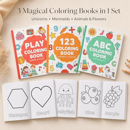 ZICOTO Fun Coloring Book for Kids - Set of 3 Cute Toddler Coloring Books