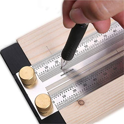 Ultra Precise Marking T-Ruler Stainless Steel Marking Rulers, T Square Hole, Stainless Steel Woodworking Scribing, Positioning, Scribbling Measuring Device for Carpenter(400 mm/16inch) - style: 400mm