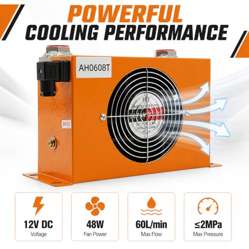 AH0608T-CA Hydraulic Air Oil Cooler 12V DC 60L/min 2MPa - color: AH0608T-CA Hydraulic Air Oil Cooler