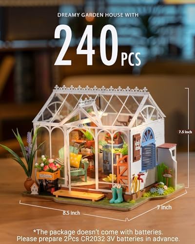 Rolife DIY Miniature House Kit for Adults, Easy Assemble Mini Greenhouse Dollhouse Building Model Sets, Tiny Wooden Garden House Hobby Crafts as Unique Gift Ideas or Home Decor - color: Dreamy Garden House