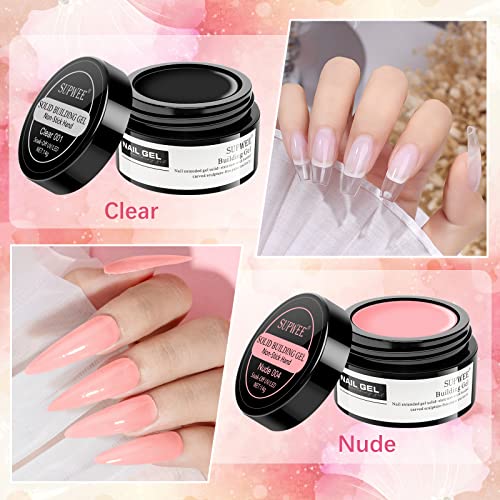 Solid Builder Gel for Nail Extension Non-Stick Hand Sculpture Gel - color: Clear&Nude