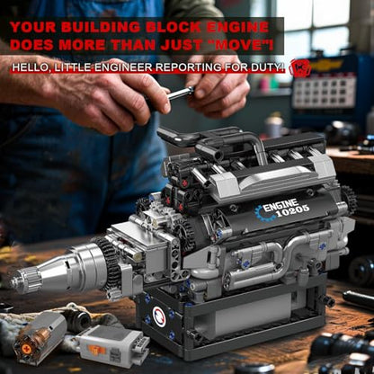 Sosuy V12 Car Engine Model Kit Mini Motor Building Blocks Set that can Runs - color: V12 Engine