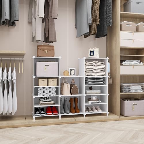 AWTATOS Closet Organizer 8 Cube Storage Shelves, White - color: White