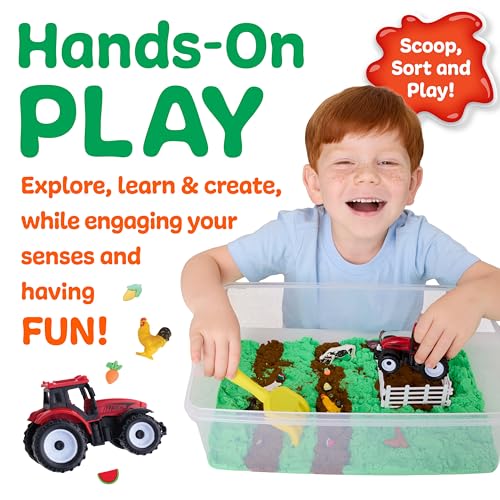 Creativity for Kids Sensory Bin: Farm | Calming, Screen-Free Play with Sand, Animals & Tools | Summer Activities for Toddlers | Back to School Fun (Ages 3+) - style: Farm