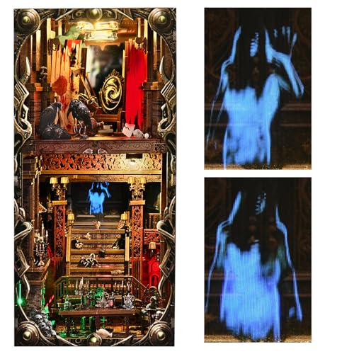 TOYQI Book Nook Kit, DIY Miniature Dollhouse Kit for Adults and Teens - color: Haunted Mansion