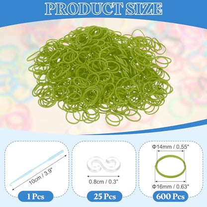 uxcell 600Pcs Loom Rubber Band, Bracelet Making Refill Kit Elastic Loom Band with 25Pcs S-Clips and 1Pcs Crochet Hooks for Weaving DIY Handcrafts, Army Green - color: Army Green