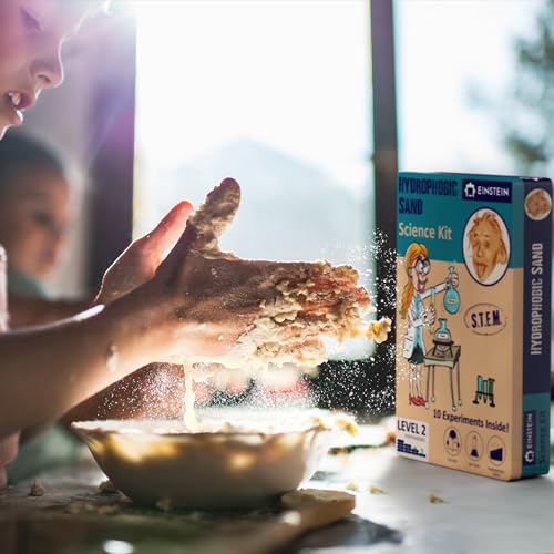 Einstein’s “Hydrophobic Sand Kit for Kids. STEM for Boys & Girls Aged 6 and Above. 10 Exciting Experiments Inside. Detailed Picture Guide Included. - color: Turquoise