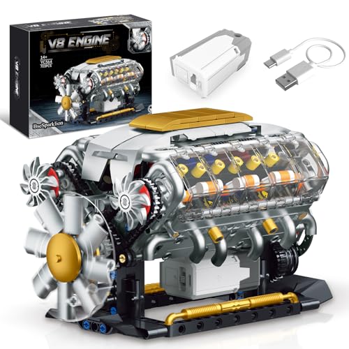 V8 Engine Model Kit that Runs, Build Your Own Mini Visible Car Motor, Physical Science Experiment Building Set for Adults & Teens, STEM Toy Gift for Boys 14+ (703 PCS) - style: YC364