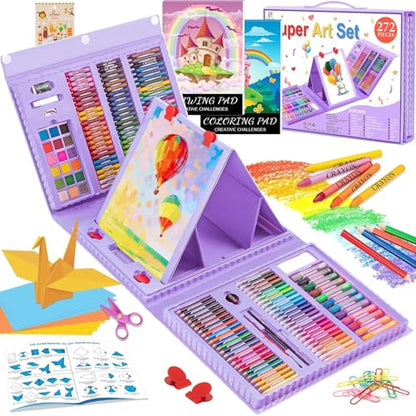 Art Supplies, 272 Pack Art Set Crafts Drawing Kit for Kids Girls Boys Teens - color: Purple